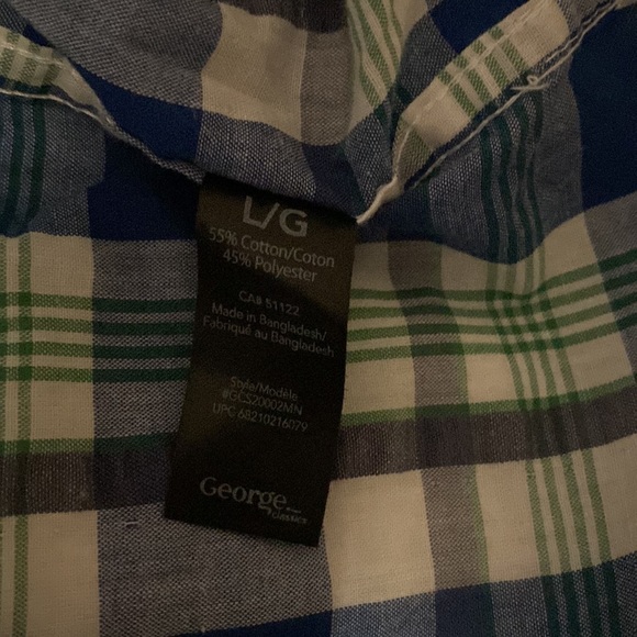George blue plaid short sleeve button down shirt - Picture 4 of 5